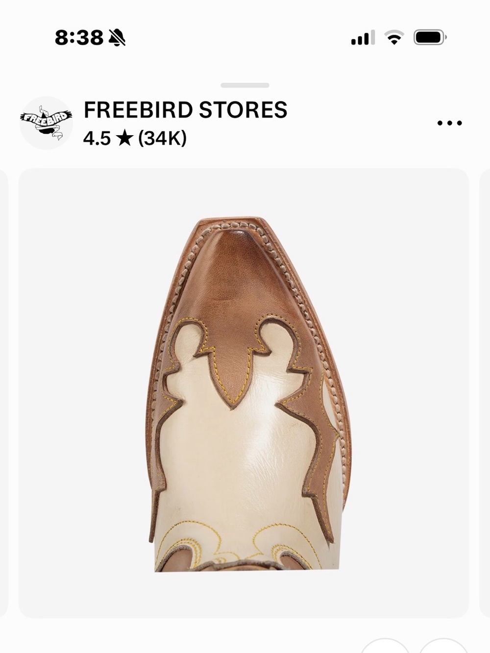 freebird Cream and Tan Western Lace-Up Zip Heeled Boots - Picture 2 of 10